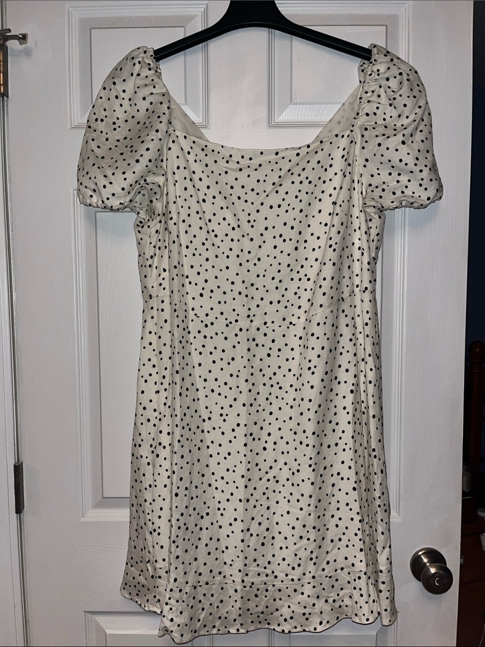 LOFT Cream Mini Dress with Black Polka Dots